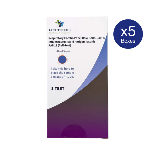 HA Tech RSV, COVID-19 & Influenza A/B Rapid Antigen Test Kit - Box of 1