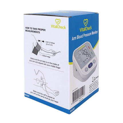 VitalCheck Automatic Blood Pressure Monitor Box Back