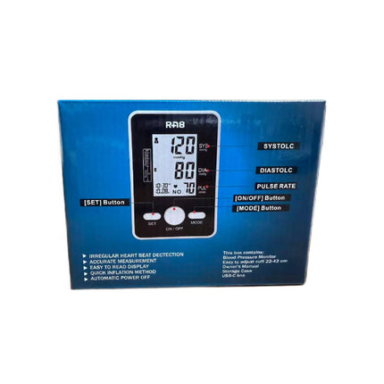 RA8 Automatic Arm Blood Pressure Monitor Box Back