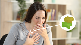 Woman coughing from sickness
