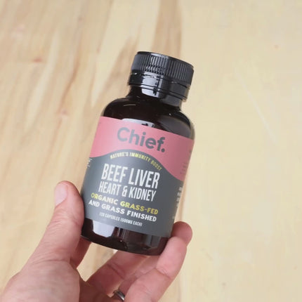 Video showing Chief Beef Liver, Heart & Kidney capsules