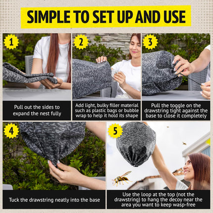 Step-by-step guide on how to set up and use a wasp nest decoy.