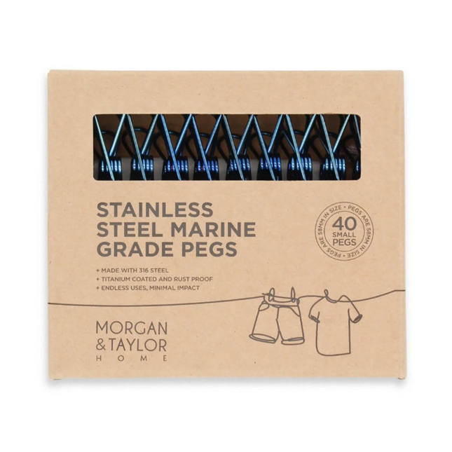 Morgan & Taylor Blue laundry pegs box made in Australia
