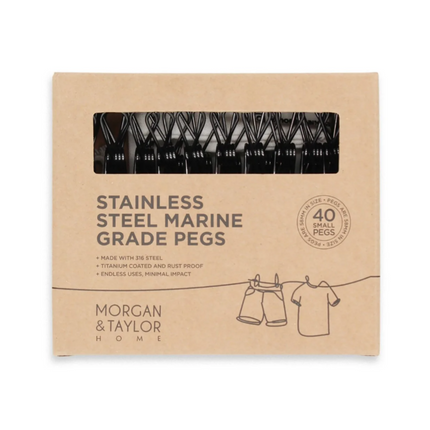Morgan & Taylor Black Stainless Steel Clothes Pegs Box