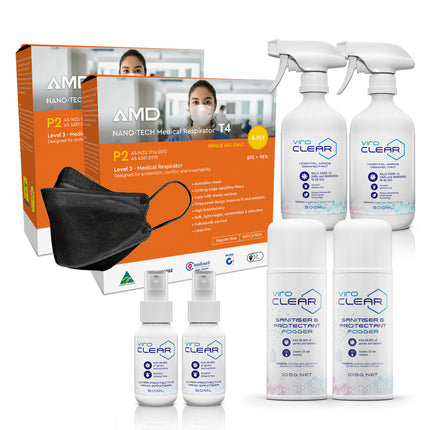 AMD P2 face mask EP26 black colour and ViroCLEAR product bundle