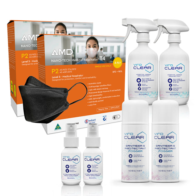 AMD P2 face mask EP26 black colour and ViroCLEAR product bundle