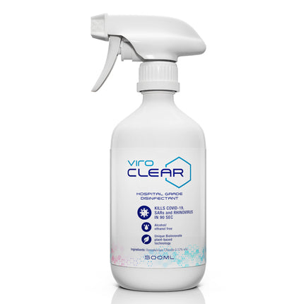 ViroCLEAR 500ml disinfectant spray bottle for surfaces that kills 99.99% of germs and bacteria, including COVID-19