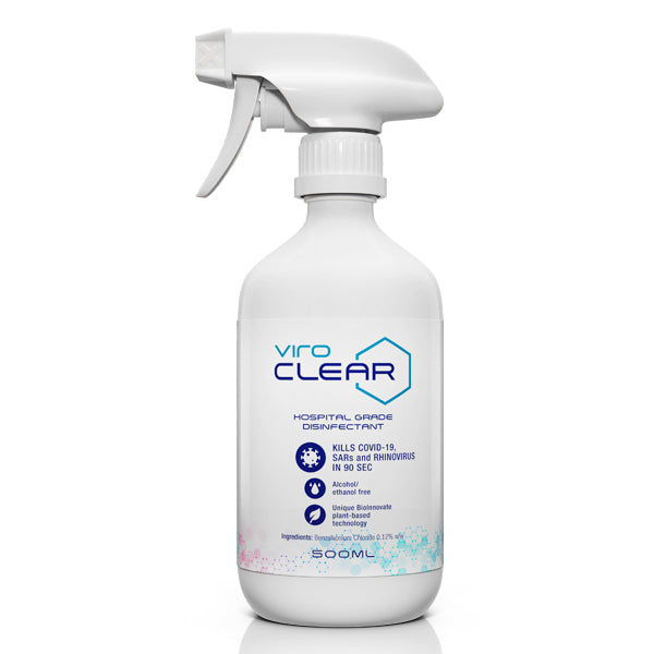 ViroCLEAR 500ml disinfectant spray bottle for surfaces that kills 99.99% of germs and bacteria, including COVID-19