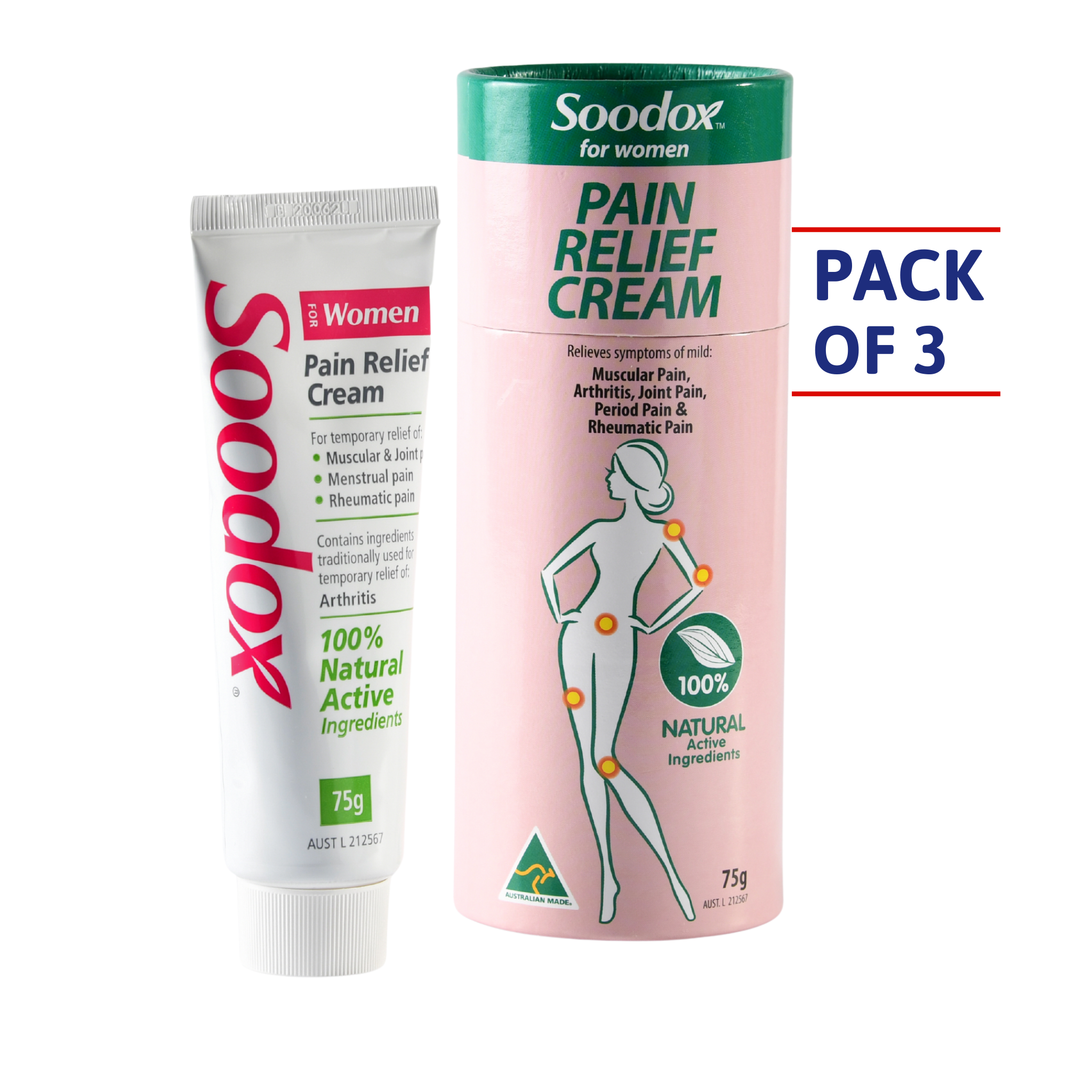 Soodox for Women pain relief cream pack of 3